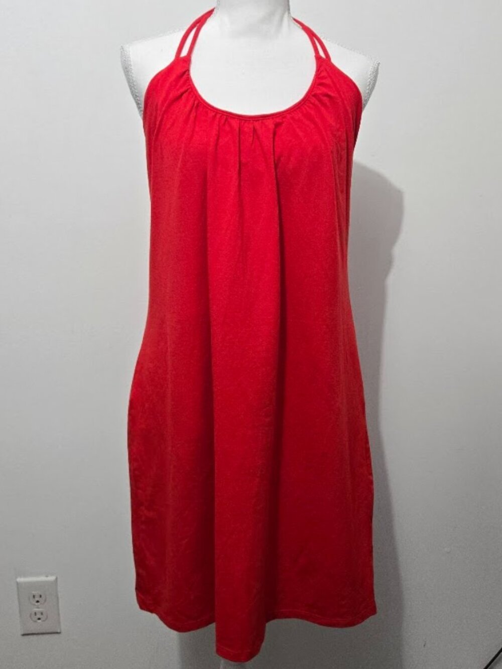 Victorias Secret Red Built-In Bra Top Halter Dress Sz XL Vintage 90s Y2K Preppy
